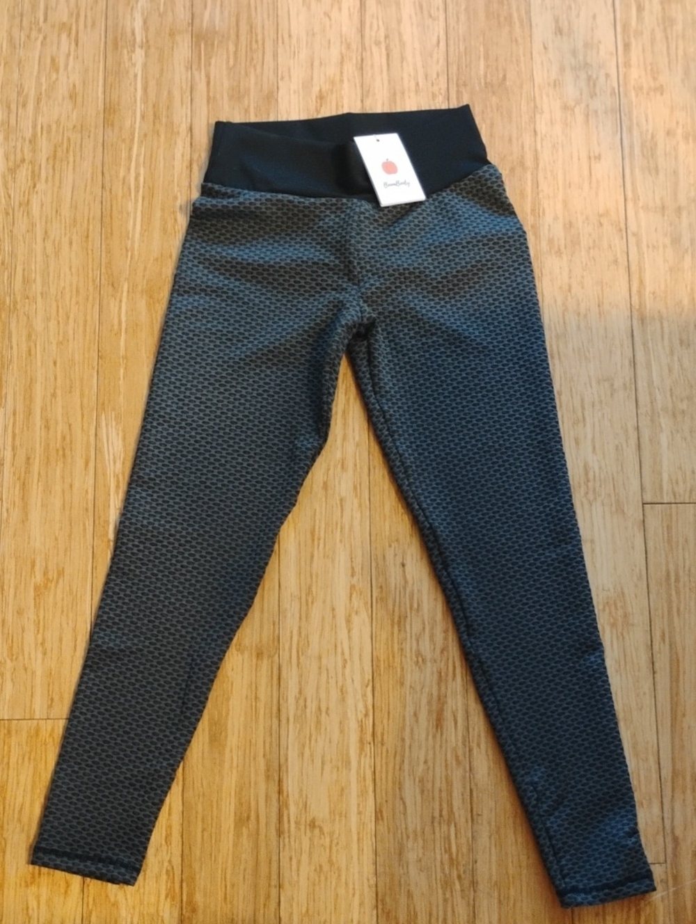 Textured Black High-Waist Leggings for Women